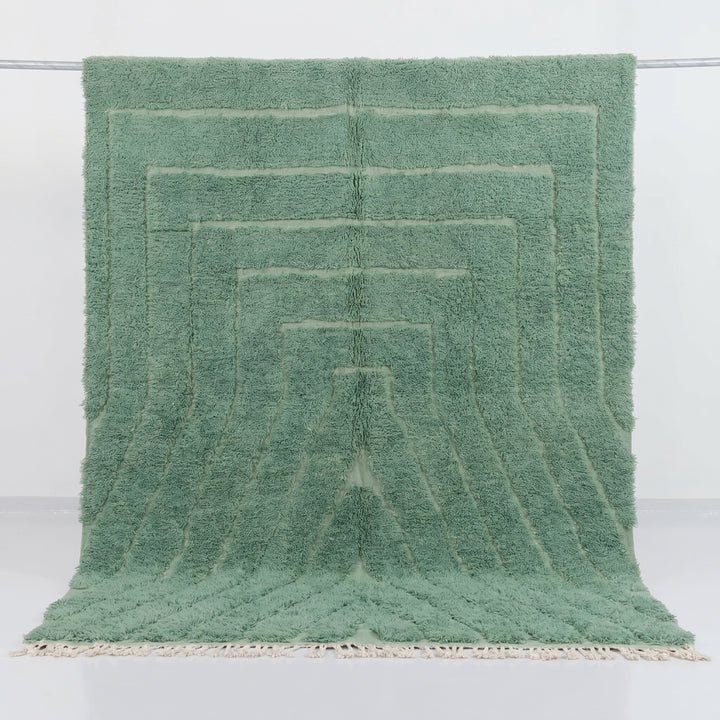 Tapis Beni Ourain personnalisé | Tapis Beni texturé sculpté vert sauge