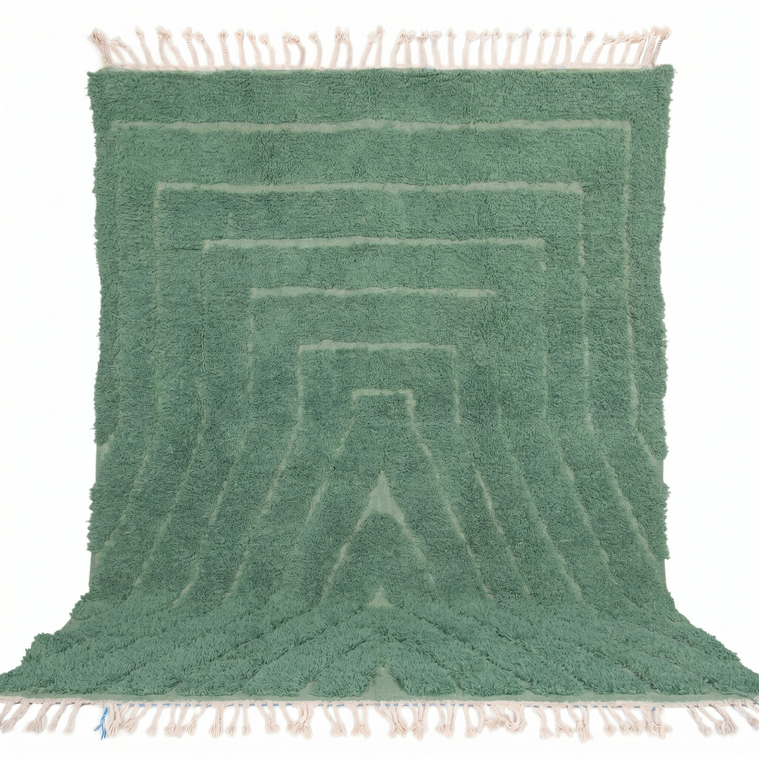 Tapis Beni Ourain personnalisé | Tapis Beni texturé sculpté vert sauge