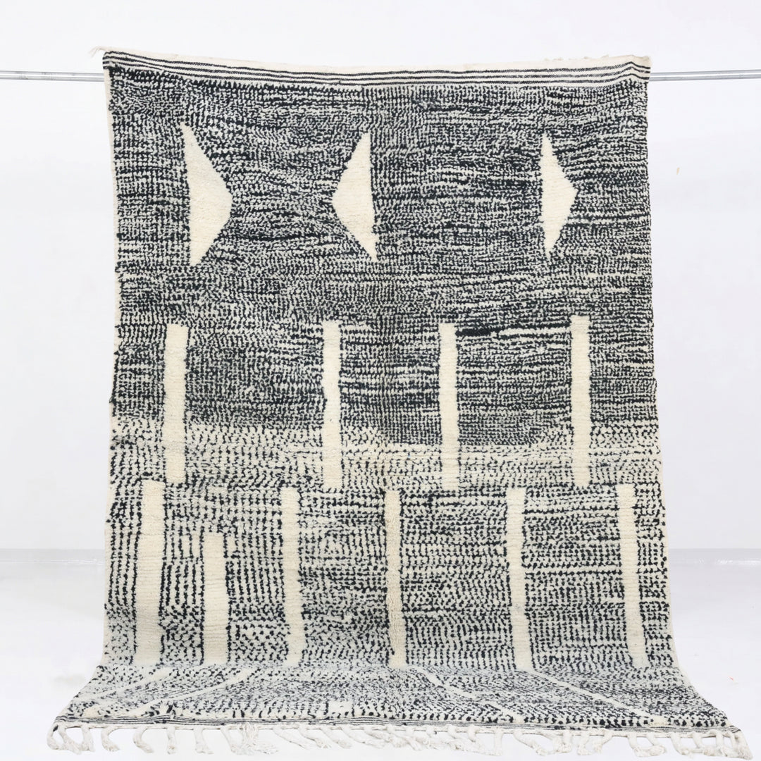 Authentic Custom Beni Ourain Rug | Charcoal Heather &amp; Bold Ivory Geometric