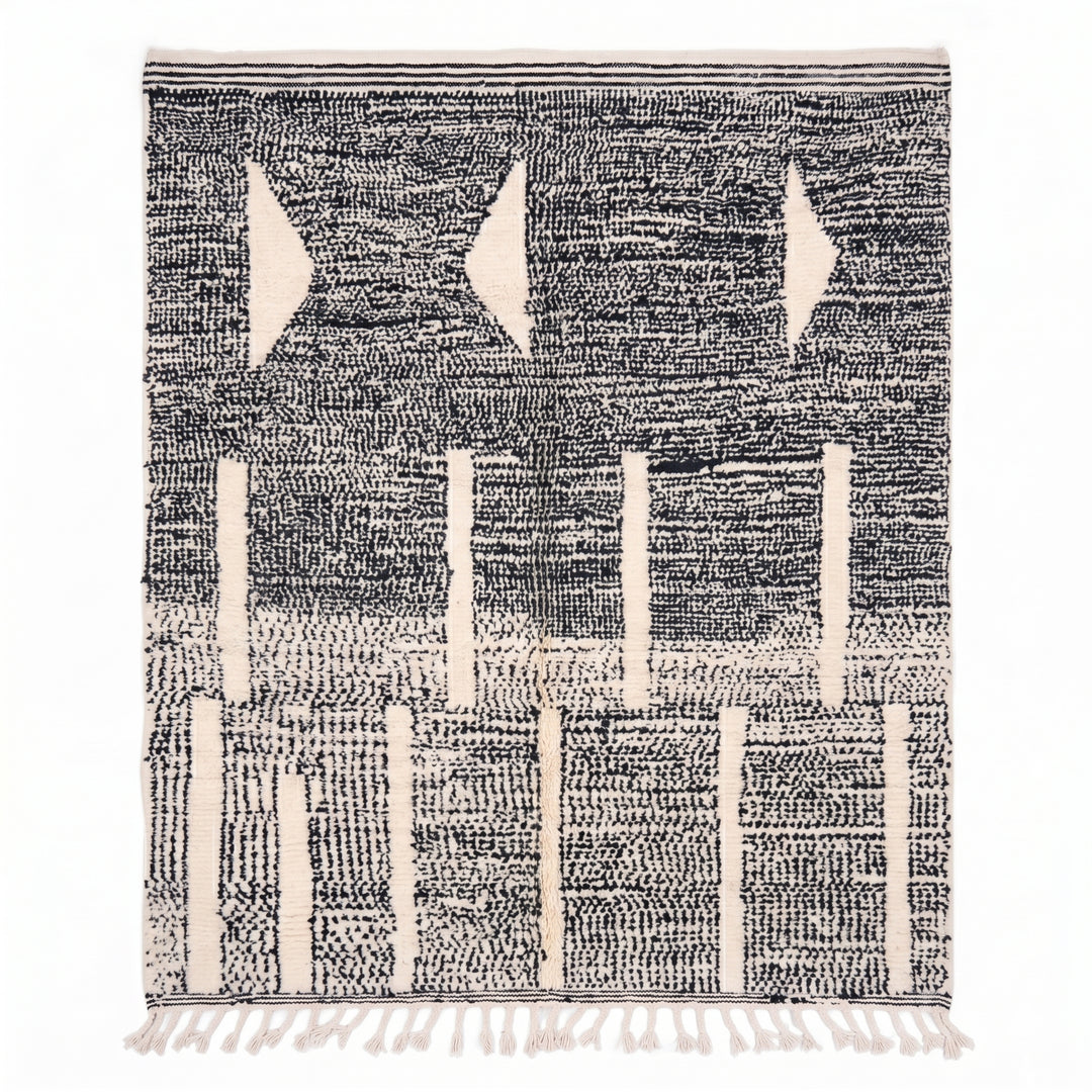 Custom Beni Ourain Rug | Charcoal Heather &amp; Bold Ivory Geometric