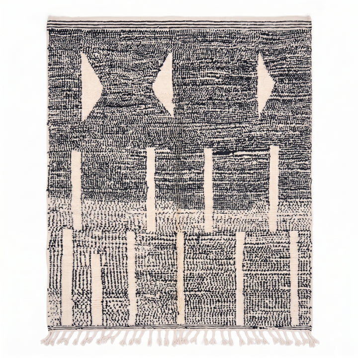 Authentic Custom Beni Ourain Rug | Charcoal Heather &amp; Bold Ivory Geometric