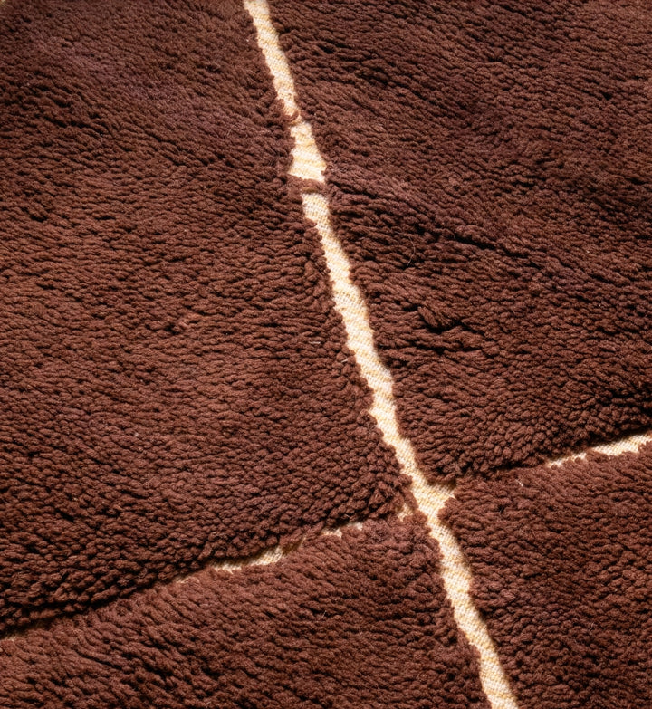 Authentic Custom Beni Ourain Rug | Chocolate Brown Diamond Trellis