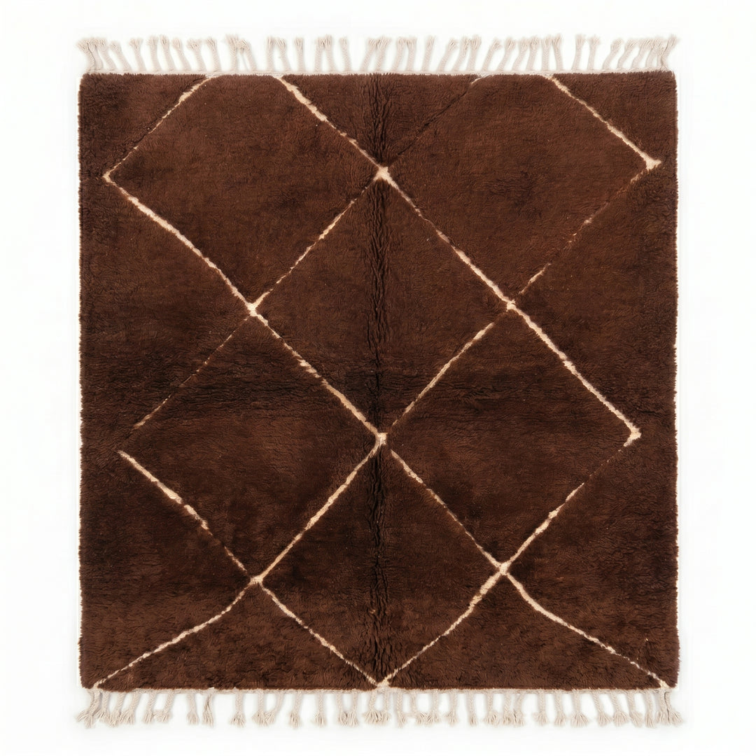 Custom Beni Ourain Rug | Chocolate Brown Diamond Trellis