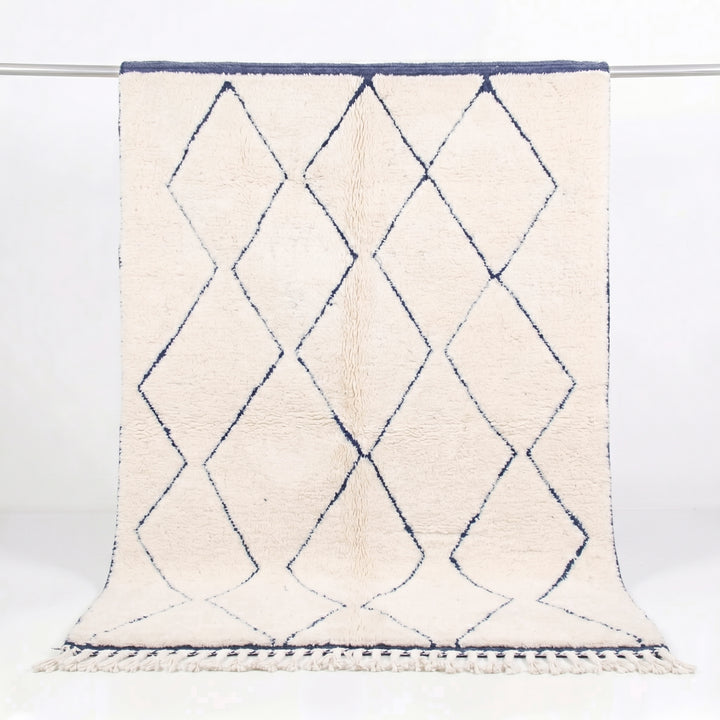 Custom Beni Ourain Rug | Classic Blue Diamond Trellis