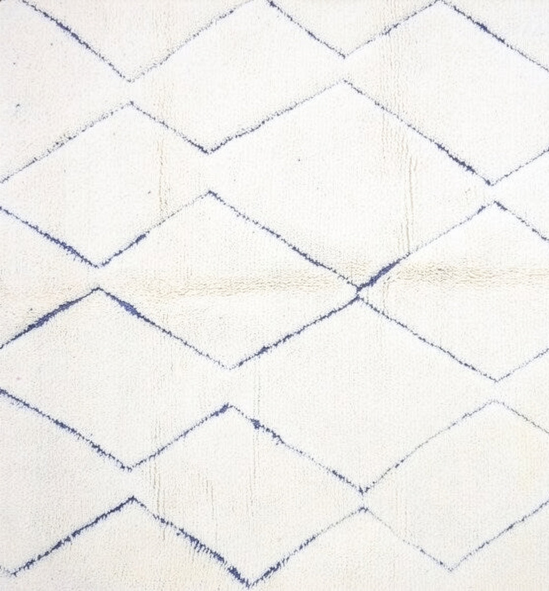 Authentic Custom Beni Ourain Rug | Classic Blue Diamond Trellis