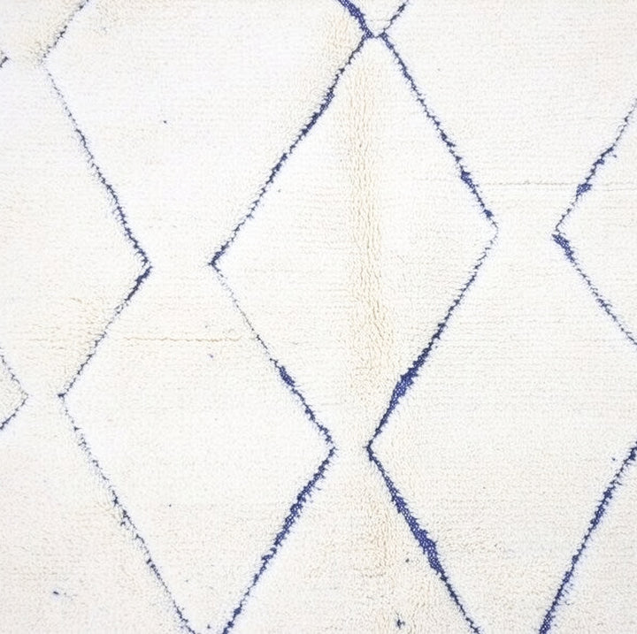 Authentic Custom Beni Ourain Rug | Classic Blue Diamond Trellis