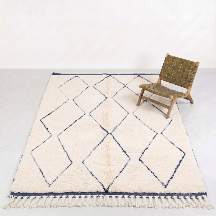 Custom Beni Ourain Rug | Classic Blue Diamond Trellis
