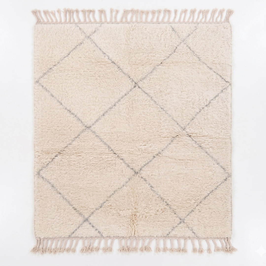 Custom Beni Ourain Rug | Classic Grey Diamond Trellis