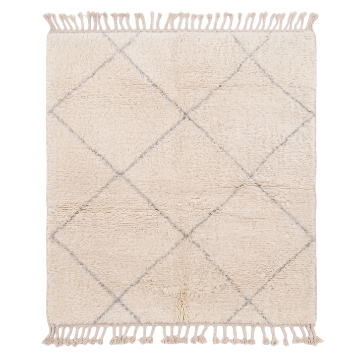 Authentic Custom Beni Ourain Rug | Classic Grey Diamond Trellis
