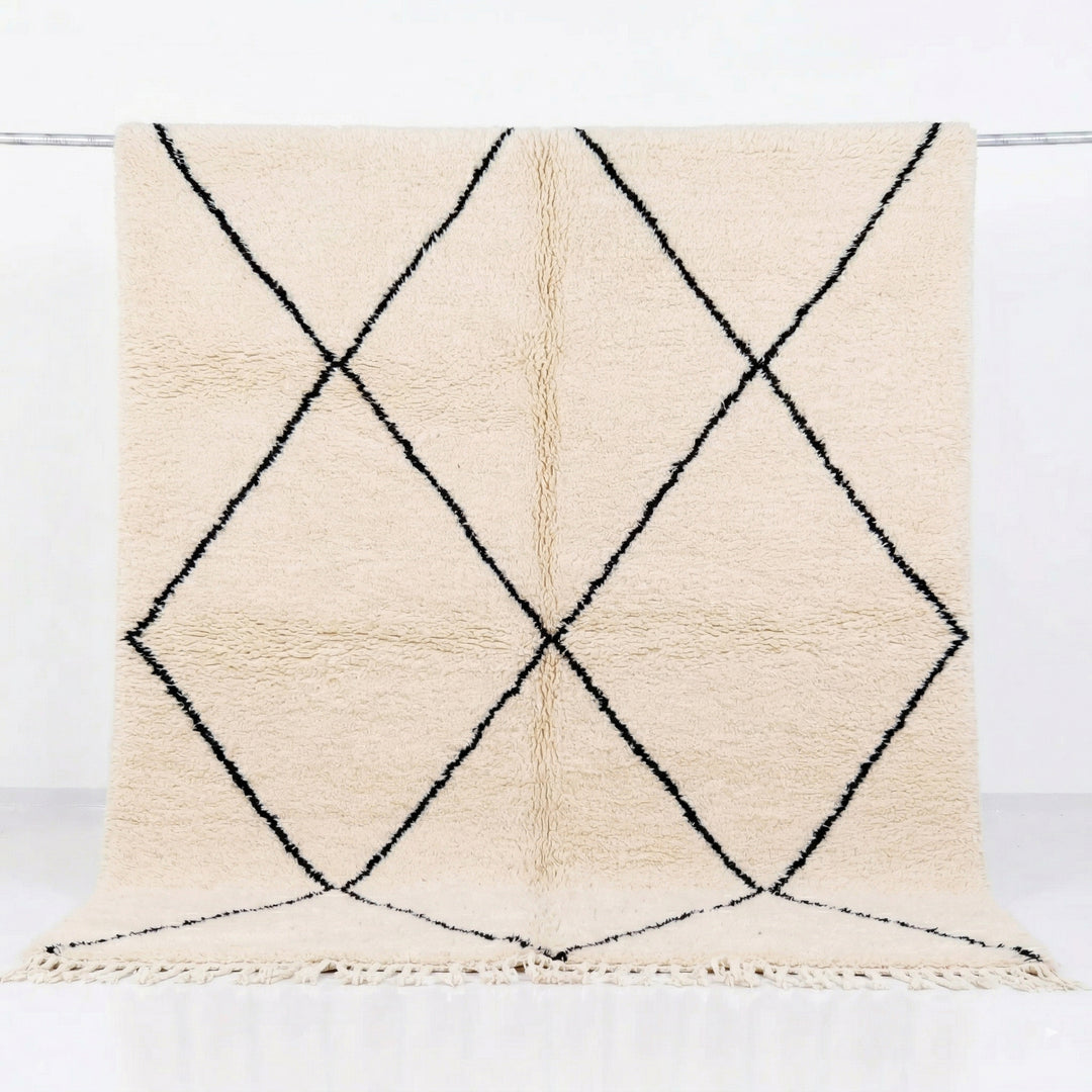 Authentic Custom Beni Ourain Rug | Classic Minimalist Black Diamond