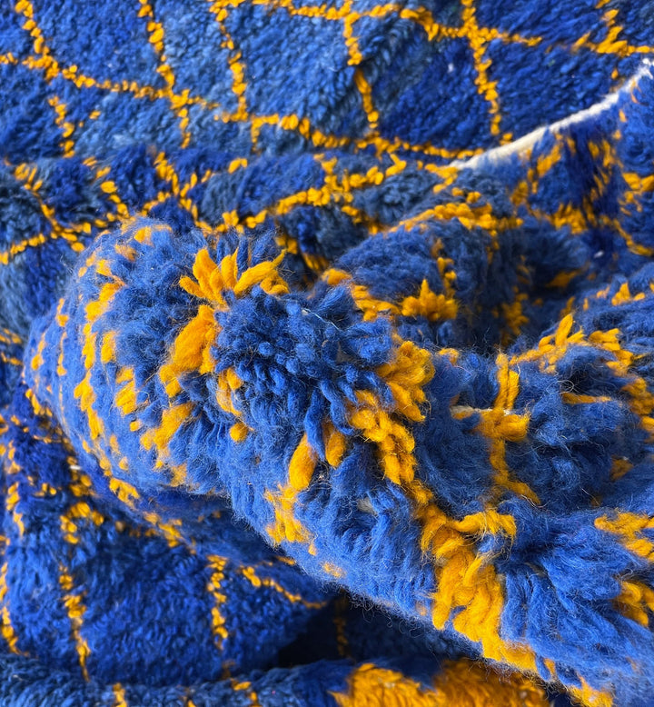 Tapis Beni Ourain personnalisé | Géométrique Cobalt &amp; Souci