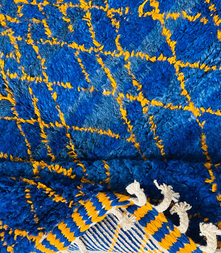 Tapis Beni Ourain personnalisé | Géométrique Cobalt &amp; Souci