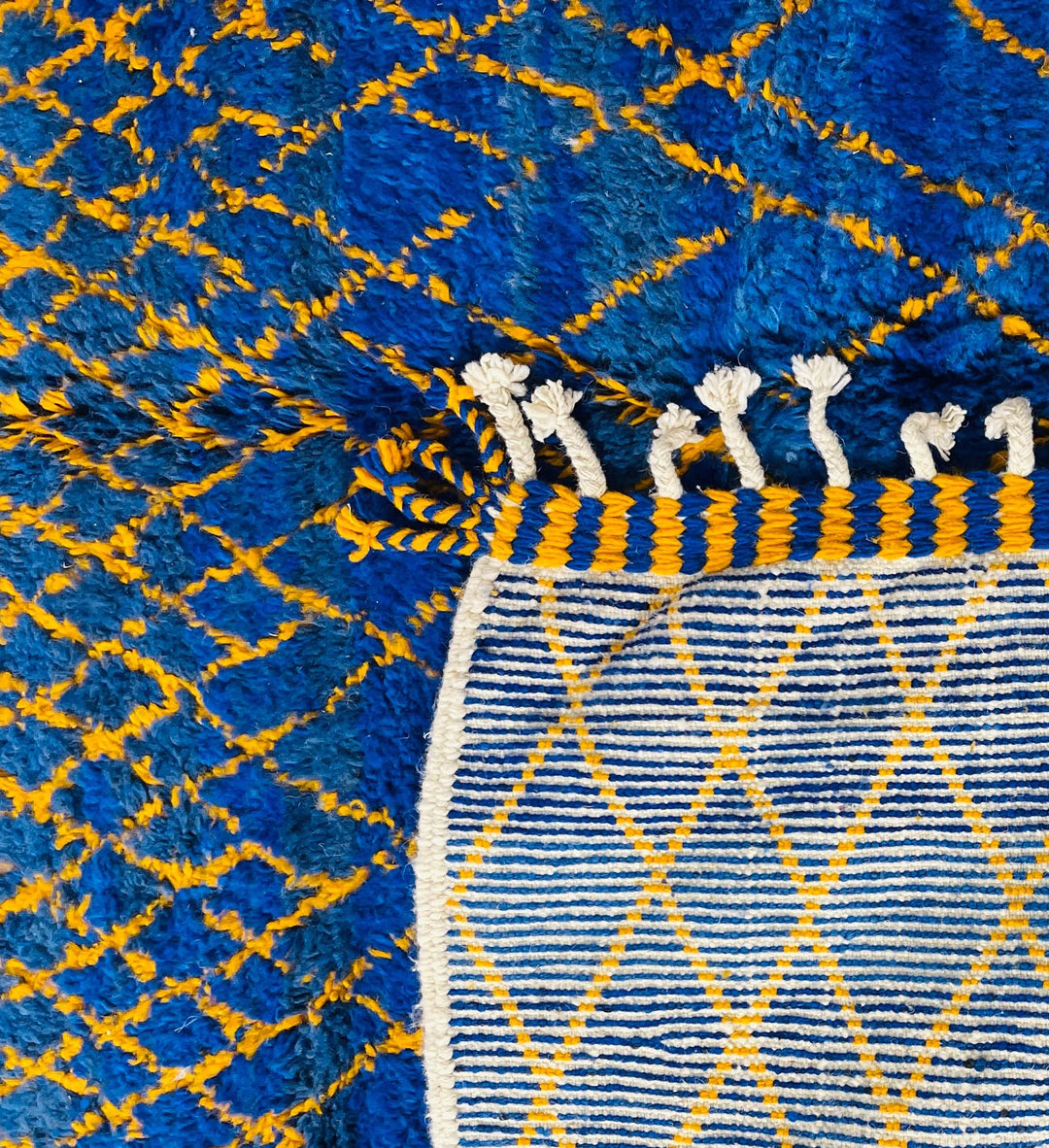 Tapis Beni Ourain personnalisé | Géométrique Cobalt &amp; Souci