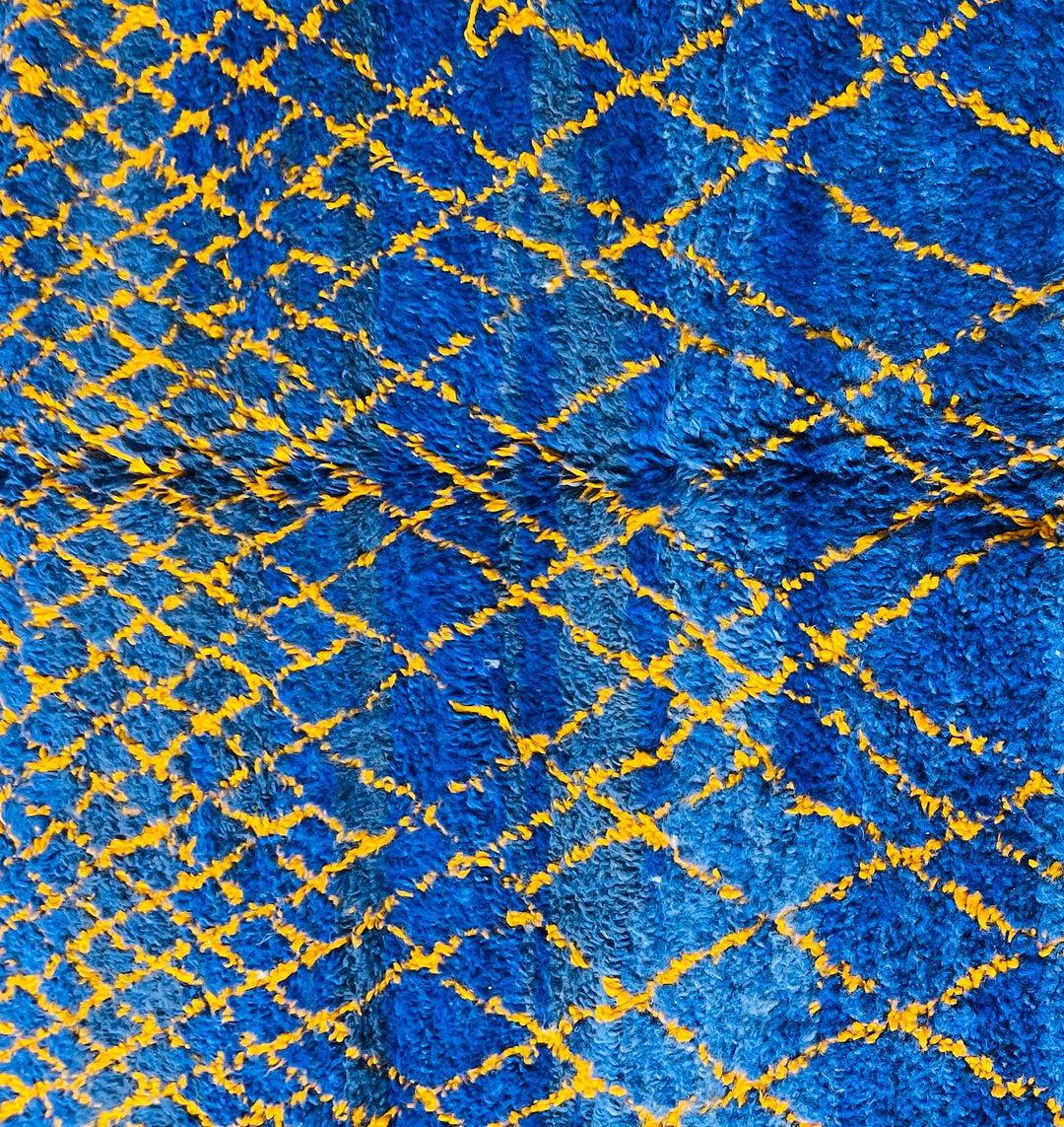 Tapis Beni Ourain personnalisé | Géométrique Cobalt &amp; Souci