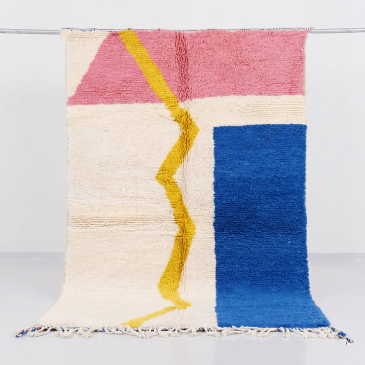 Authentic Custom Beni Ourain Rug | Cobalt, Pink &amp; Mustard