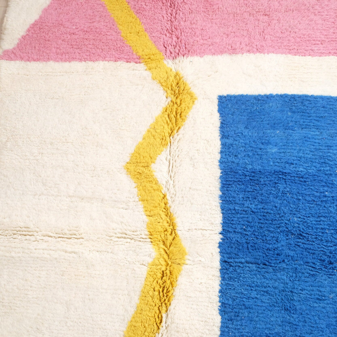 Beni Ourain Moroccan Runner Rug – Cobalt, Pink &amp; Mustard