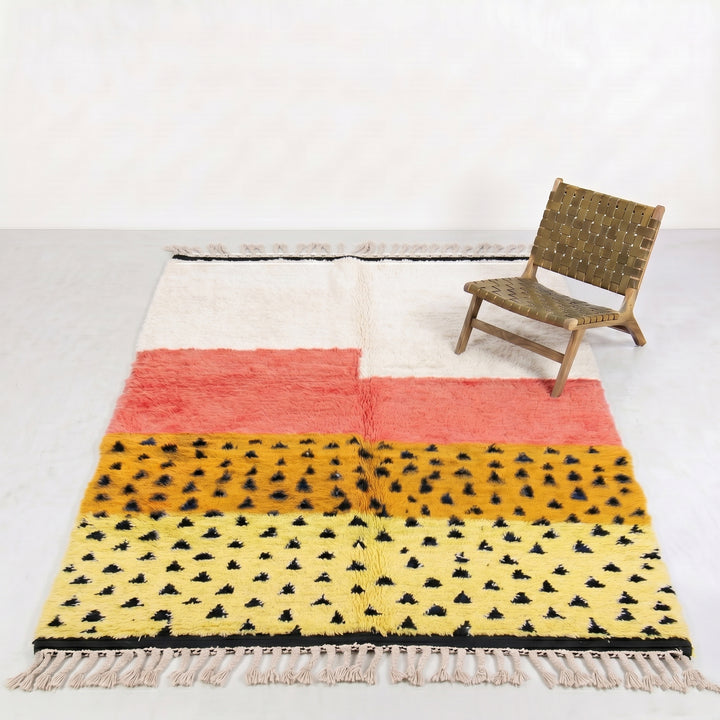 Tapis Beni Ourain sur mesure | Color block et motifs géométriques Safran