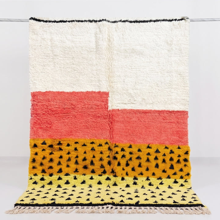Tapis Beni Ourain sur mesure | Color block et motifs géométriques Safran