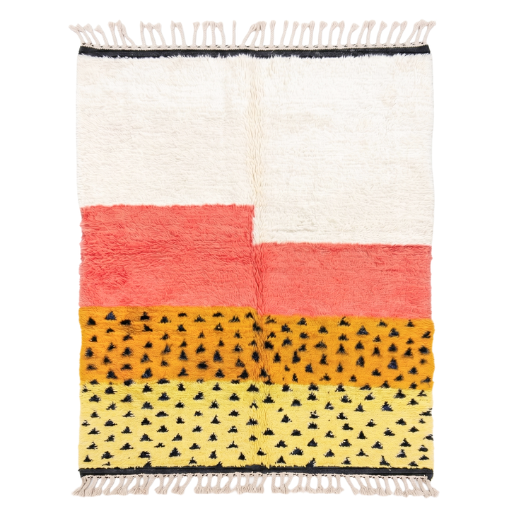 Tapis Beni Ourain sur mesure | Color block et motifs géométriques Safran