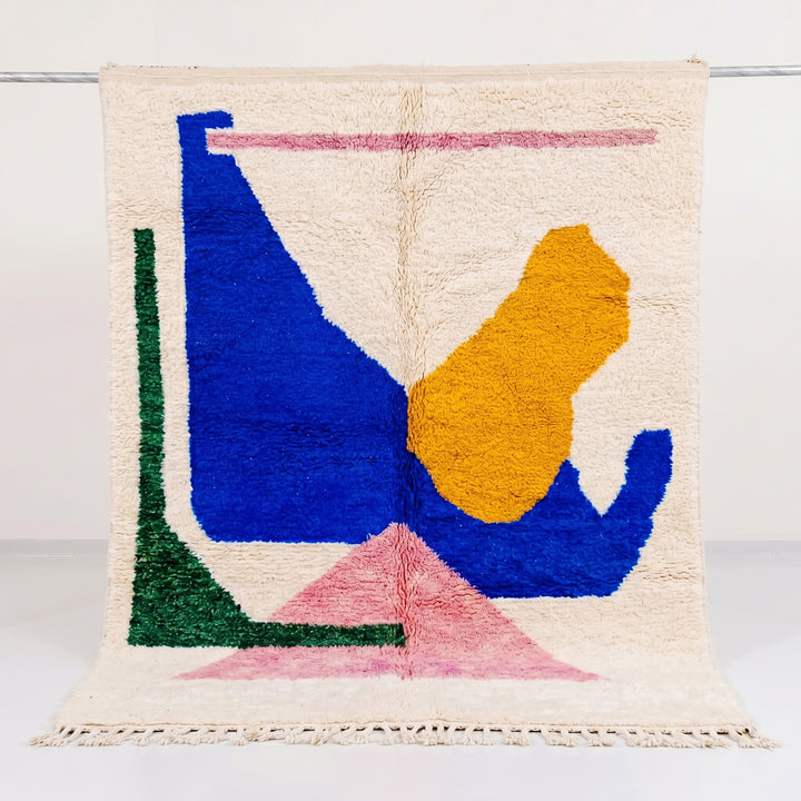 Authentic Custom Beni Ourain Rug | Colorful Modern Geometric Art