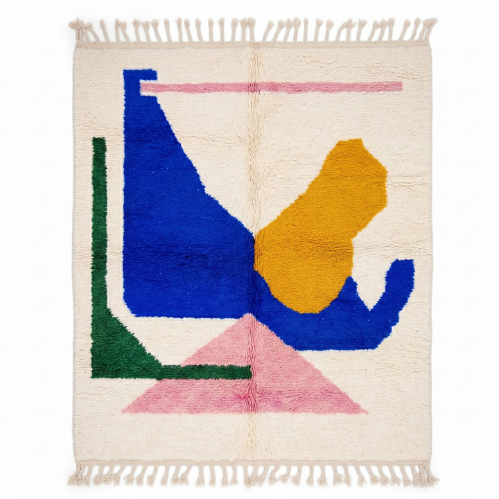 Authentic Custom Beni Ourain Rug | Colorful Modern Geometric Art
