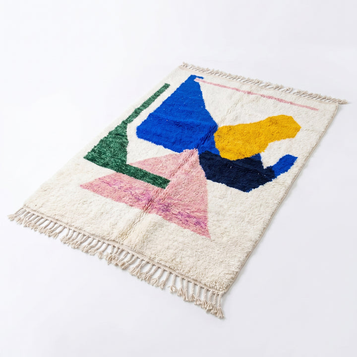 Authentic Custom Beni Ourain Rug | Colorful Modern Geometric Art