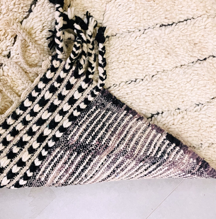Custom Beni Ourain Rug | Concentric Black Diamonds on Reversible Cream