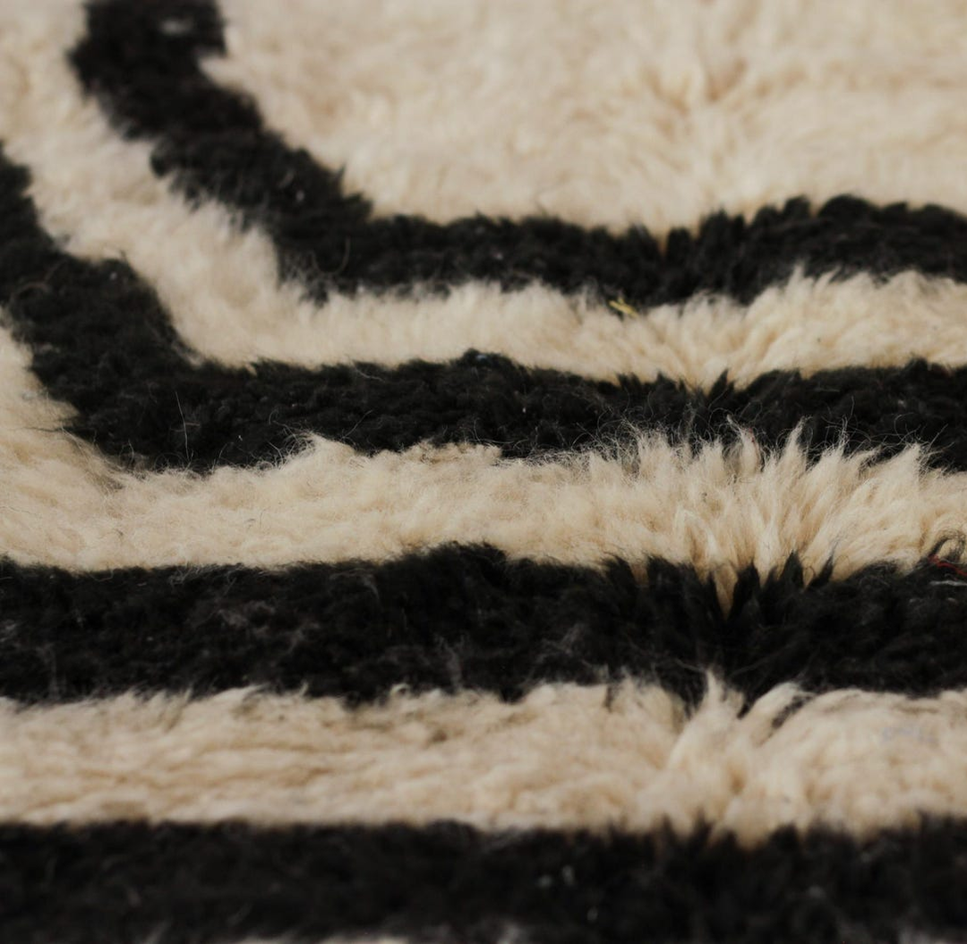 Custom Beni Ourain Rug | Concentric Black Hexagon on Cream
