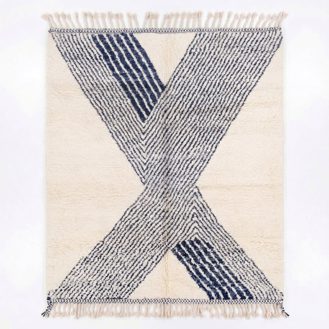 Custom Beni Ourain Rug | Contemporary Navy Geometric Design