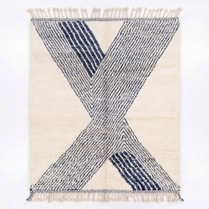 Custom Beni Ourain Rug | Contemporary Navy Geometric Design
