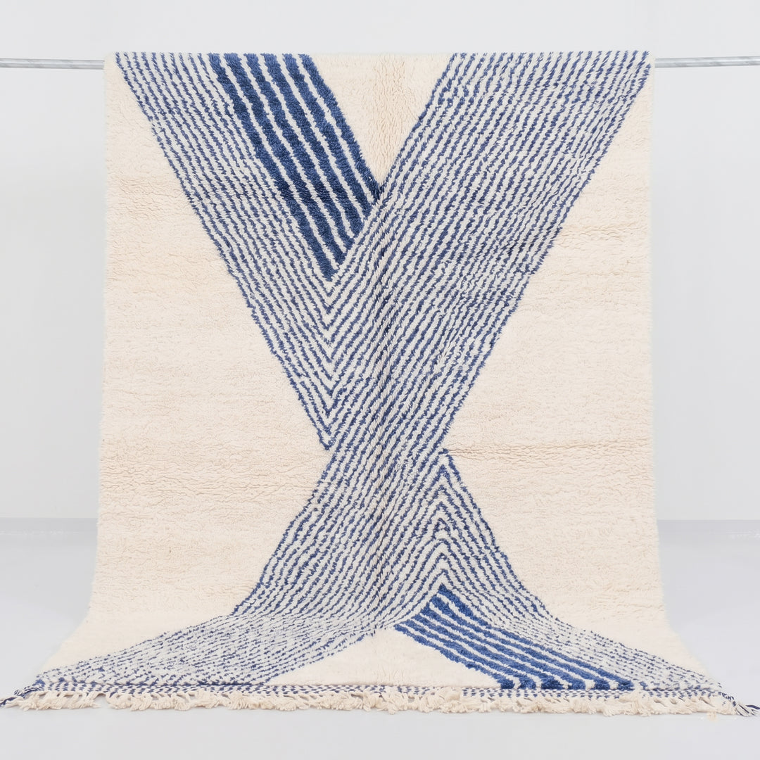 Custom Beni Ourain Rug | Contemporary Navy Geometric Design