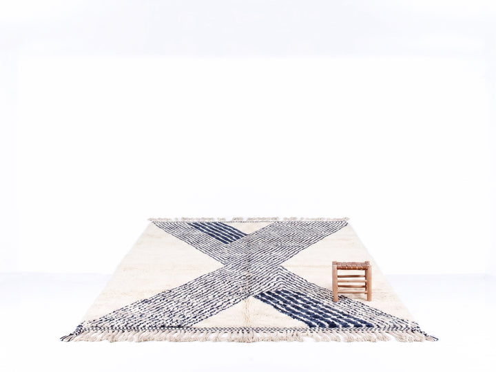 Custom Beni Ourain Rug | Contemporary Navy Geometric Design
