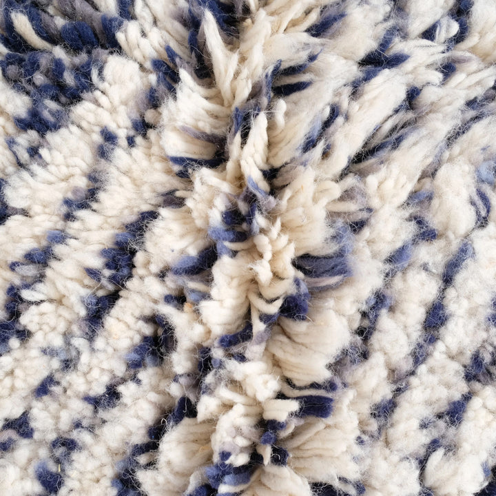 Tapis rond marocain sur mesure – Design géométrique contemporain marine