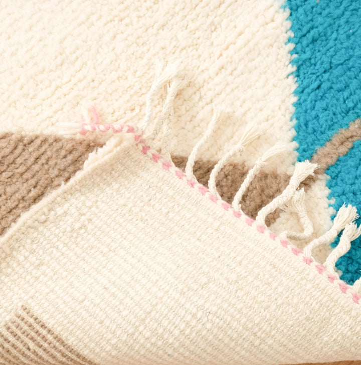 Custom Beni Ourain Rug | Cream Base with Vibrant Abstract Art Motifs