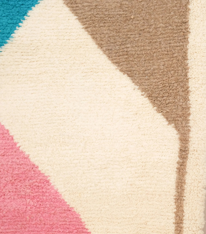 Custom Beni Ourain Rug | Cream Base with Vibrant Abstract Art Motifs