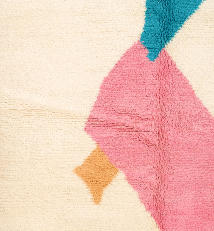 Custom Beni Ourain Rug | Cream Base with Vibrant Abstract Art Motifs