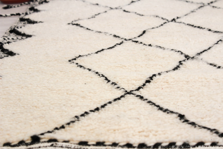 Custom Beni Ourain Rug | Cream &amp; Charcoal Geometric Diamond