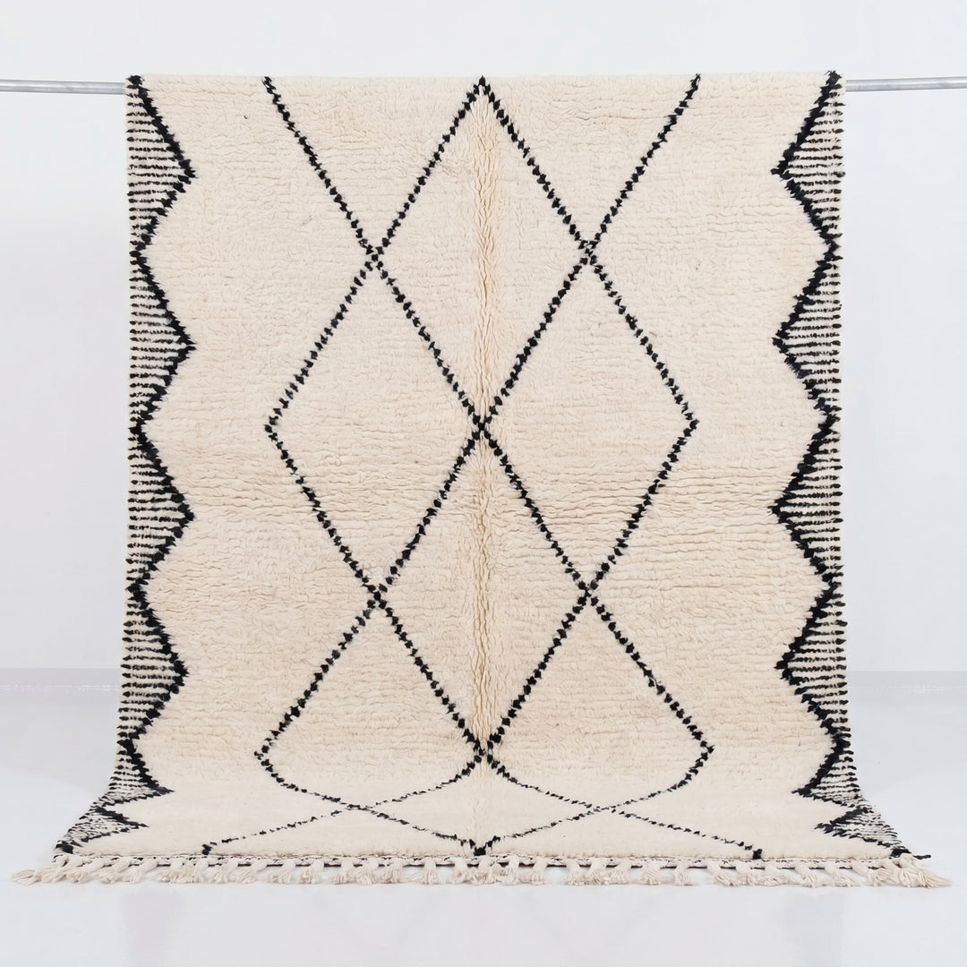 Custom Beni Ourain Rug | Cream &amp; Charcoal Geometric Diamond