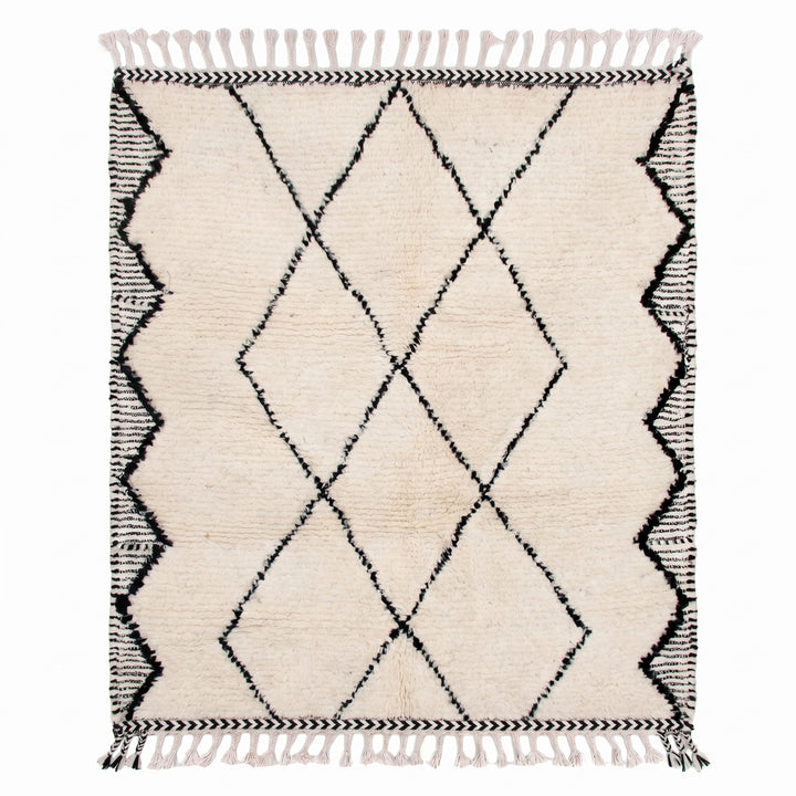 Custom Beni Ourain Rug | Cream &amp; Charcoal Geometric Diamond