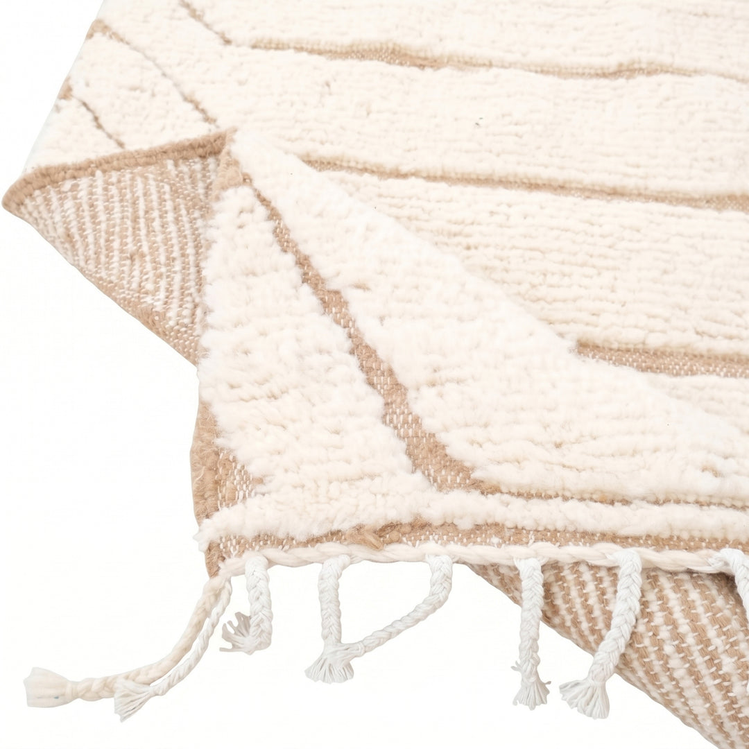 Tapis Rond Marocain Sur Mesure – Crème et Beige Naturel