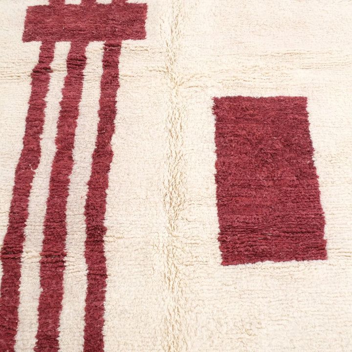 Custom Moroccan Round Rug – Deep Red Abstract Motif