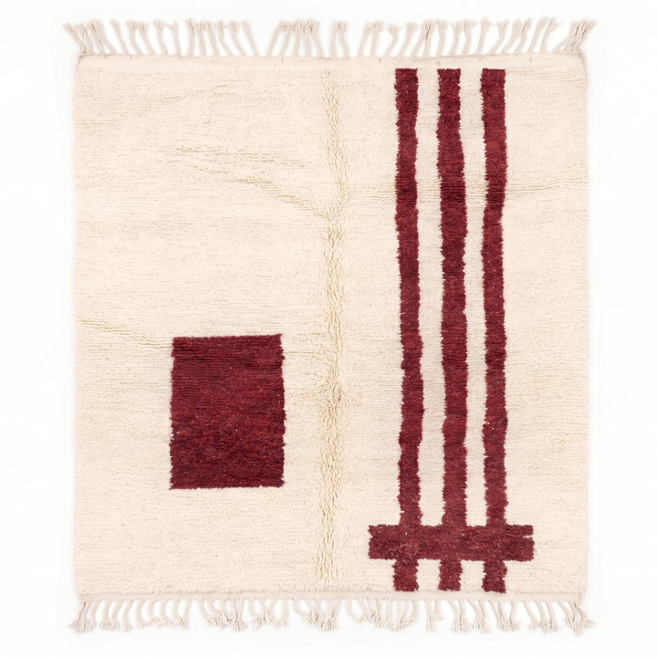 Tapis Beni Ourain sur mesure | Motif abstrait rouge profond