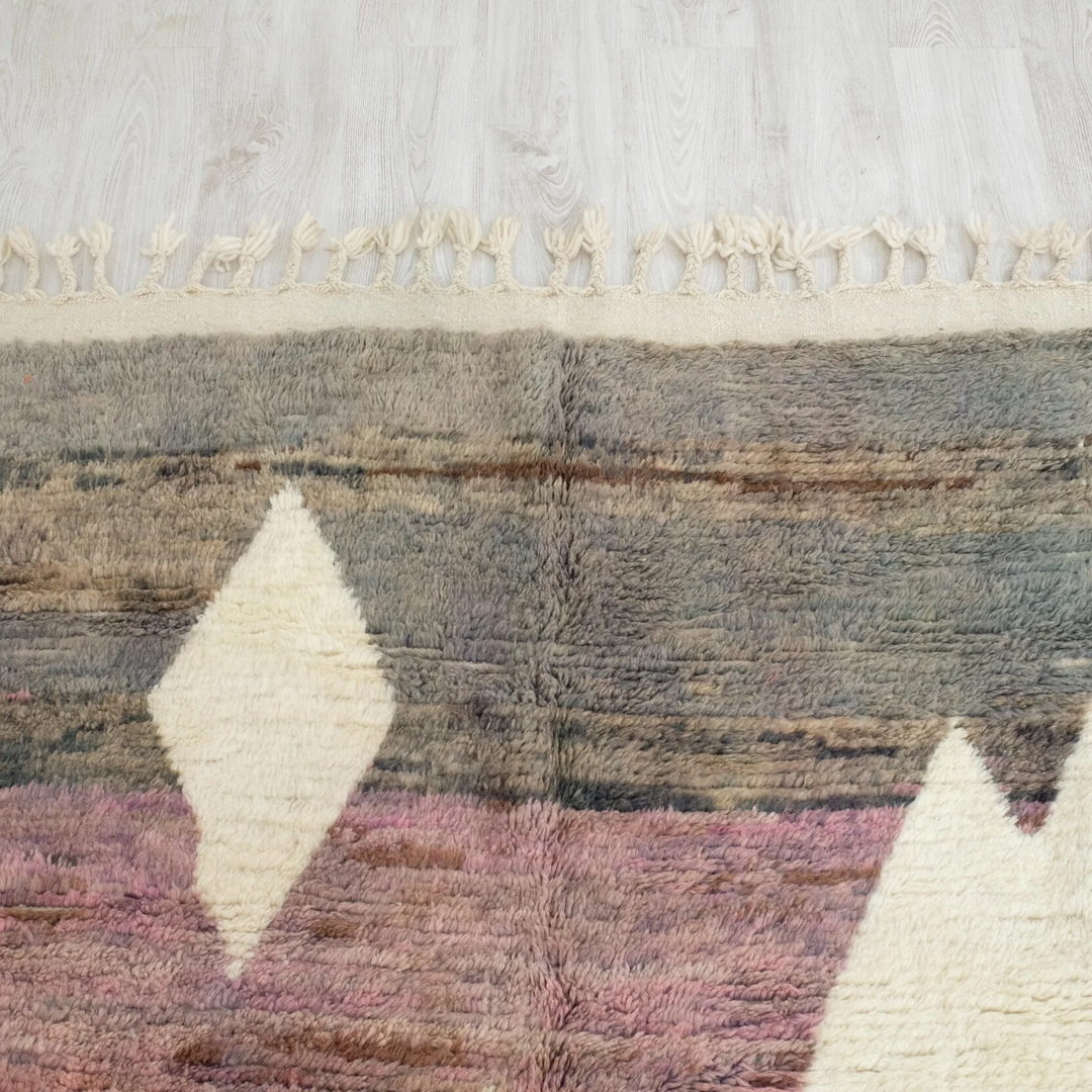 Beni Ourain Moroccan Runner Rug – Dusty Pink and Olive &amp; Earth Tones
