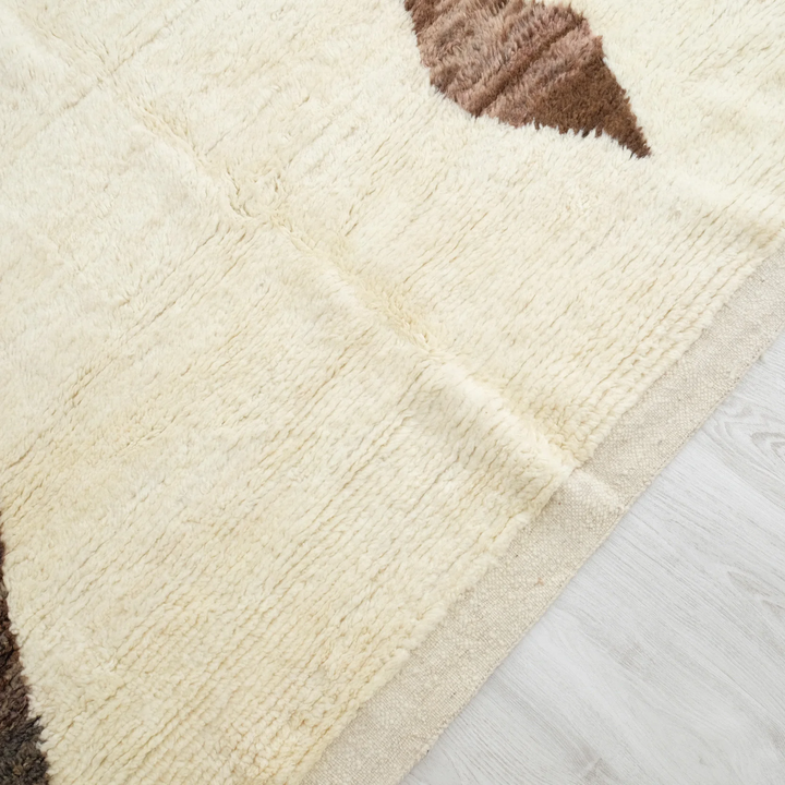 Tapis marocain rond sur mesure – Rose poudré et tons olive et terre