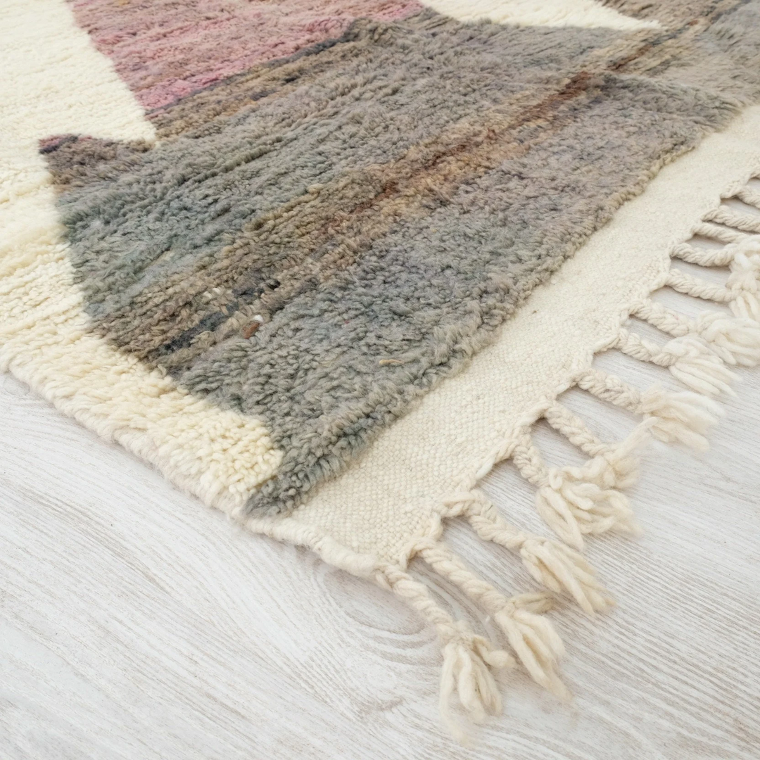 Beni Ourain Moroccan Runner Rug – Dusty Pink and Olive &amp; Earth Tones