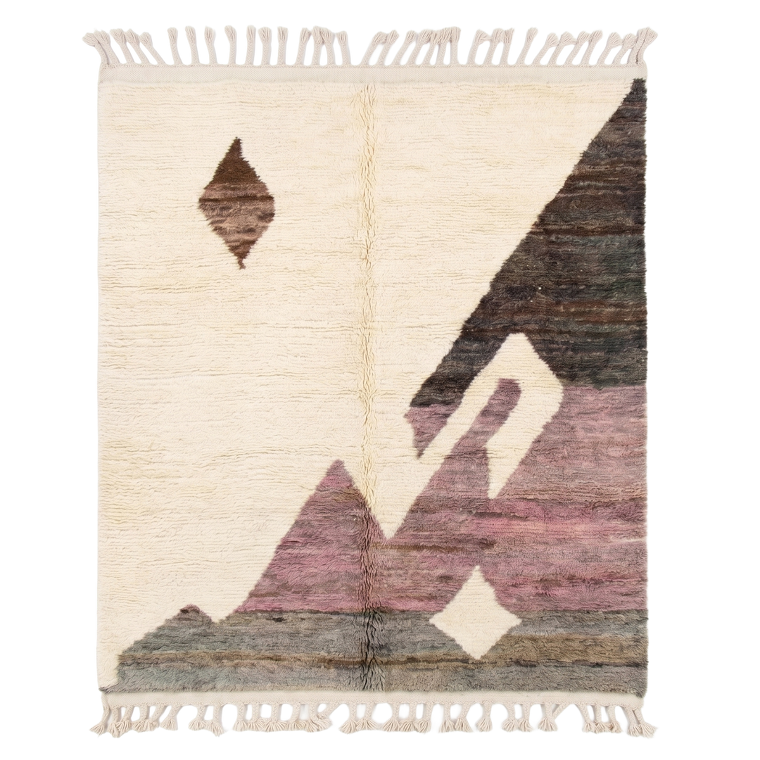 Authentic Custom Beni Ourain Rug | Dusty Pink and Olive &amp; Earth Tones