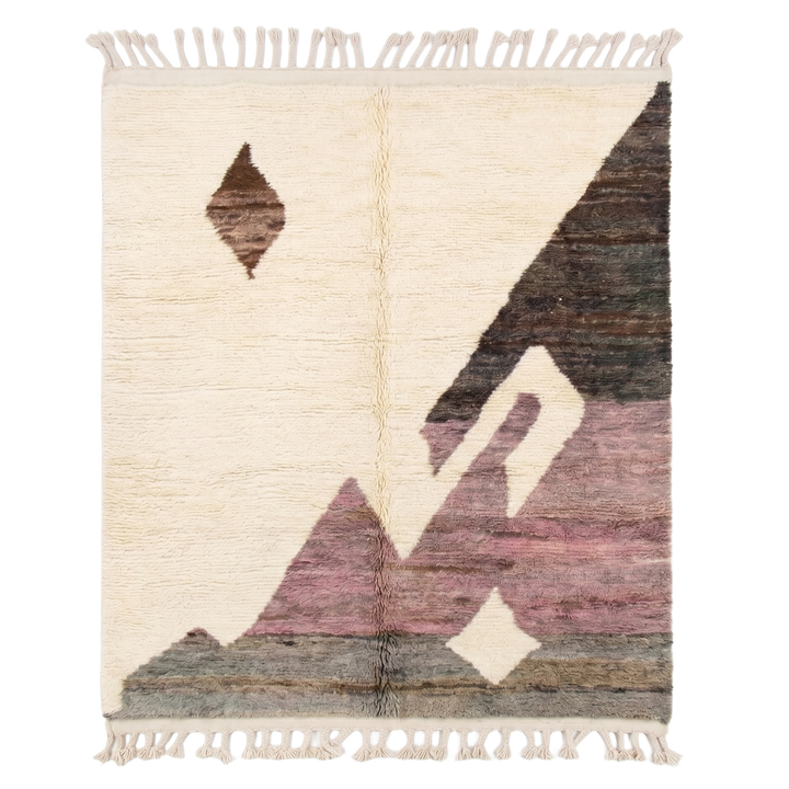 Authentic Custom Beni Ourain Rug | Dusty Pink and Olive &amp; Earth Tones