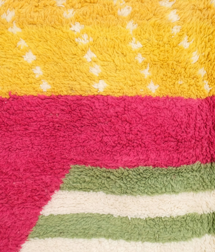 Custom Beni Ourain Rug | Eclectic Stripe &amp; Color Block Shag