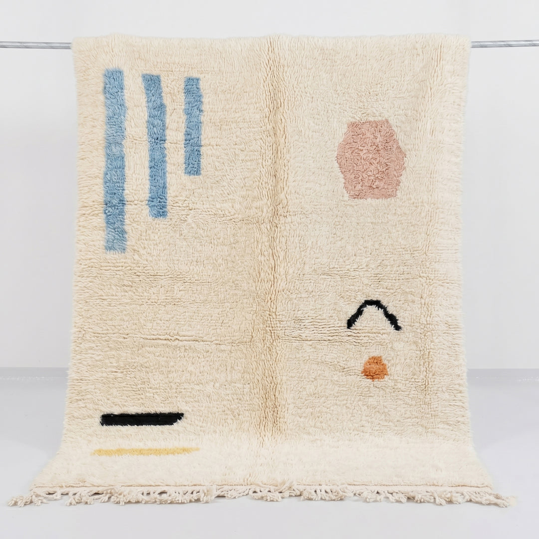 Tapis Beni Ourain personnalisé | Ivoire à motifs géométriques espiègles