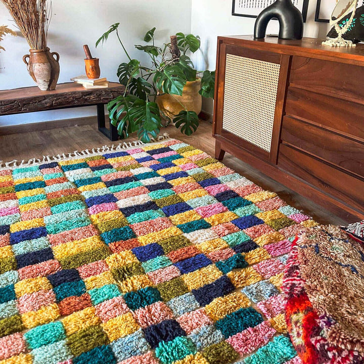 Authentic Custom Beni Ourain Rug | Kaleidoscope Color Block
